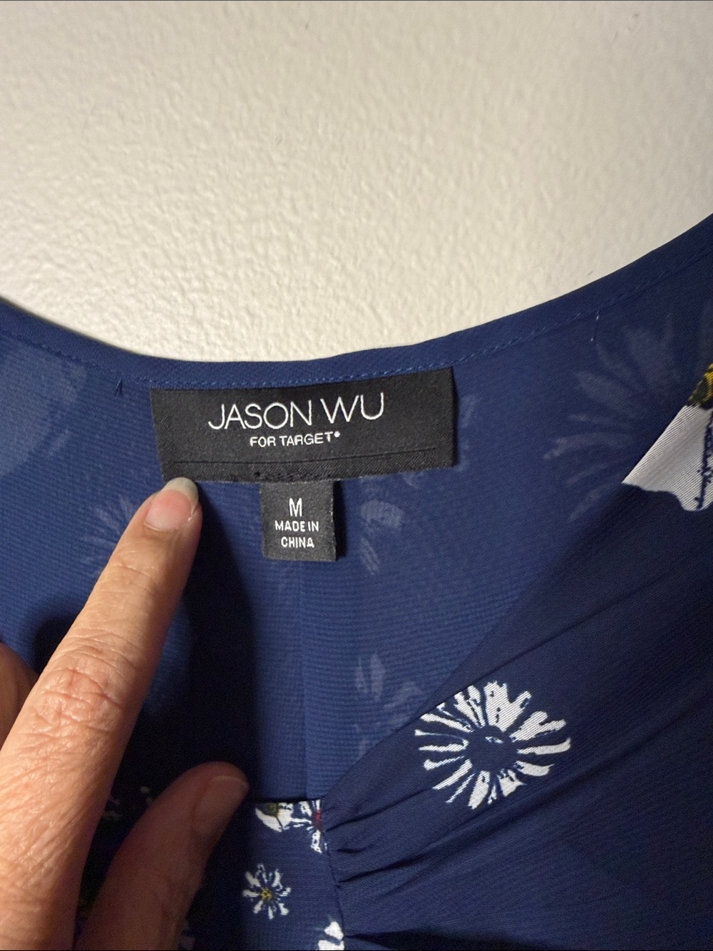 Jason WU Navy Midi Dress with White Florals - Picture 3 of 6